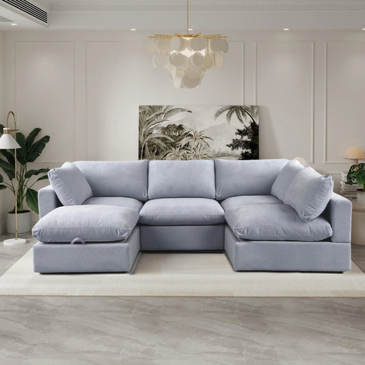 Comfy Cloud 5-piece Sectional Sofa - Light Gray - New
