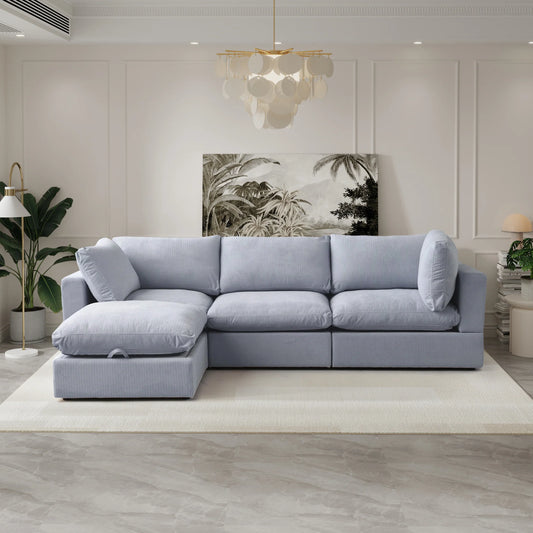 Comfy Cloud 4-piece Sectional Sofa - Light Gray - New